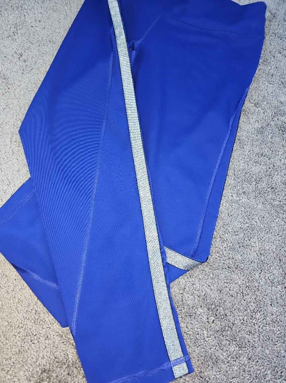 Victoria Secret Sport Knockout Leggings Blue w/ Silver Sparkle Up The Legs Sz XL